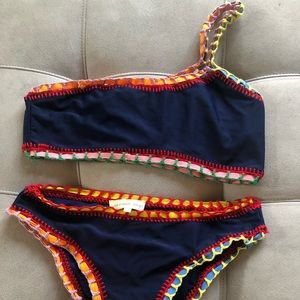 Navy blue bikini with crochet detail